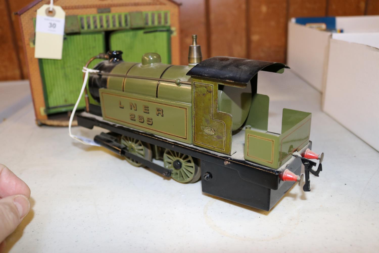 A Bowman O gauge live steam spirit fired 0-4-0T locomotive. LNER, 265, in olive green livery. Plus - Image 3 of 10