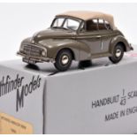 Pathfinder Models PFM22 1950 Morris Minor MM Convertible. In grey with tan roof and beige
