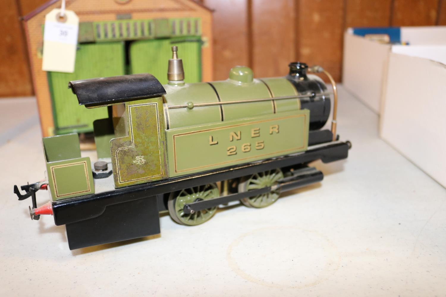 A Bowman O gauge live steam spirit fired 0-4-0T locomotive. LNER, 265, in olive green livery. Plus - Image 4 of 10