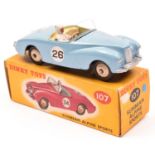 Dinky Toys Sunbeam Alpine Sports (107). An example in light blue with cream interior, RN28, cream