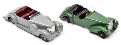 2 Dinky Toys. A Lagonda Sports Coupe (38c). In grey with maroon interior and grey wheels. Together
