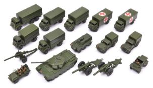 A quantity of Dinky Toys Military Vehicles. 2x Bedford 3-ton lorries. 2x Fordson Military
