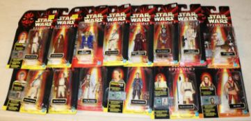 26x Hasbro Star Wars Episode One carded figures. Including; Obi-Wan Kenobi, Queen Amidala, OOM-9,