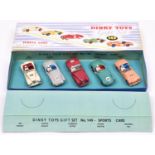 A made up Dinky Toys Gift Set 149 with one replacement vehicle. Comprising 2x Aston Martin RN20 in