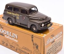 Brooklin BRK42x 1952 Ford Ranger minivan in dark brown Yosemite National Park livery, with maroon