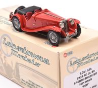 Lansdowne Models LDM.63A 1938 AC 16/80 Sports Roadster, top down in red, with maroon interior and