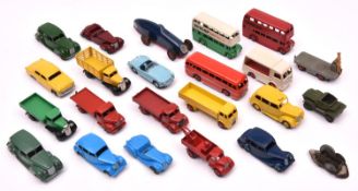 20 Dinky Toys. 10 mostly well restored examples - Duple Roadmaster Coach, 2x Leyland Double Deck