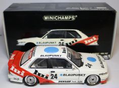 Minichamps 1:18 BMW M3 E30 racing car. 1987 DTM,BMW JSERT Lui/Blaupunkt racing number 24, driver