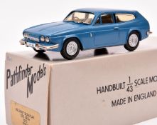 Pathfinder Models PFM5. 1972 Reliant Scimitar GTE SE5a. In blue with tan interior. Boxed, minor