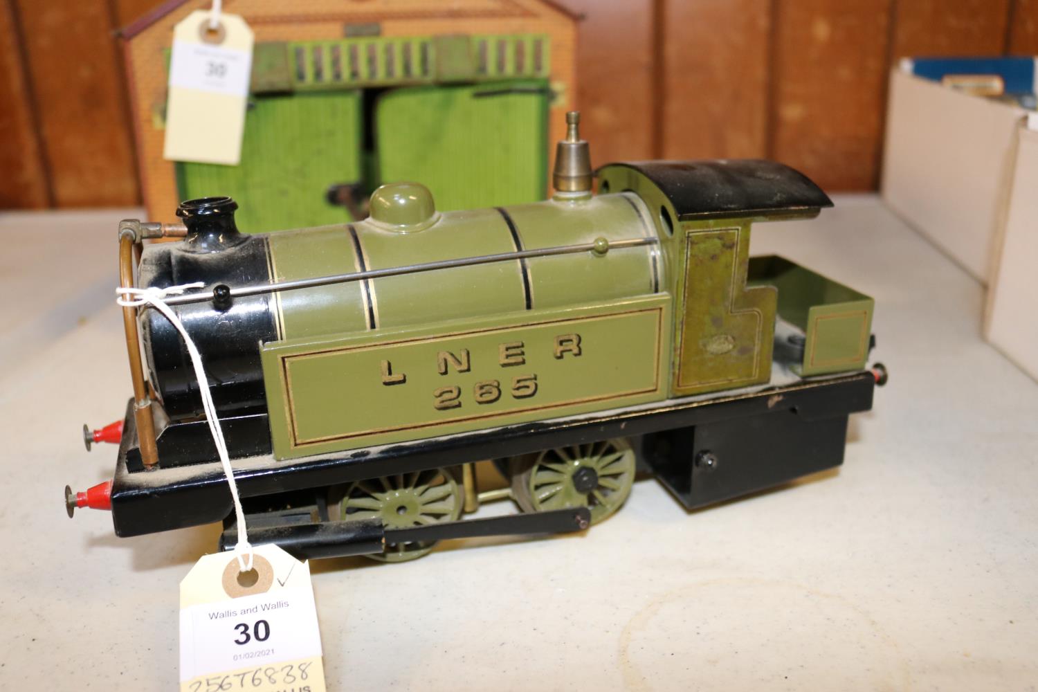 A Bowman O gauge live steam spirit fired 0-4-0T locomotive. LNER, 265, in olive green livery. Plus - Image 2 of 10