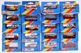 20 Matchbox MB Series. 13 Snorkel Fire Engine. 3x17 London Bus. 20 Volvo Container Truck. 38 Ford
