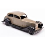 Dinky Toys 30b Rolls Royce. An example in fawn with black open chassis and smooth wheels and black