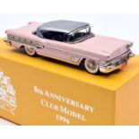 Brooklin 1958 Pontiac Bonneville Sport Coupe Hardtop. In pale pink with silver grey roof with