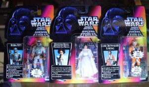 3x Kenner 1995/96 Star Wars Guardians of the Galaxy figures with THX inserts. Including Boba Fett,