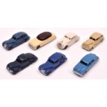 7 well restored Dinky Toys American Cars. Chrysler Airflow in cream. 4 39 Series- Oldsmobile in dark