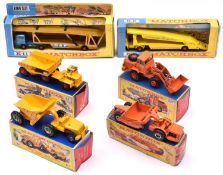 6 Matchbox king Size. K-2 KW. Dart Dump Truck in bright yellow. K-3 Hatra Tractor Shovel in