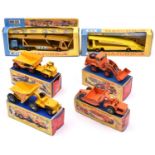 6 Matchbox king Size. K-2 KW. Dart Dump Truck in bright yellow. K-3 Hatra Tractor Shovel in