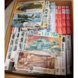 27x unconstructed plastic kits of Military Tanks in mainly 1:72 scale by ESCI, Airfix, Heller,