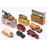 8 Dinky Toys. Commer Breakdown Lorry (430). In tan and mid green, with red wheels. A Healey Sports