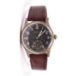 DH marked Buren wristwatch. Serial D 24394 H. Plated case, almost all plating worn away, pitting