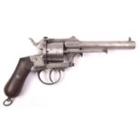 A Belgian 6 shot 12mm Meyer’s patent double action closed frame pinfire revolver, number 1233, c