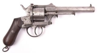 A Belgian 6 shot 12mm Meyer’s patent double action closed frame pinfire revolver, number 1233, c