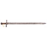 A 19th century Sudanese sword kaskara, DE blade 36" with double crescent marks on each side, the