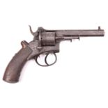 A German 6 shot 7mm double action closed frame pinfire revolver, c 1865, octagonal barrel 100mm, the
