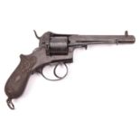 A 6 shot 9mm double action closed frame pinfire revolver, c 1868, octagonal barrel 127mm, the barrel