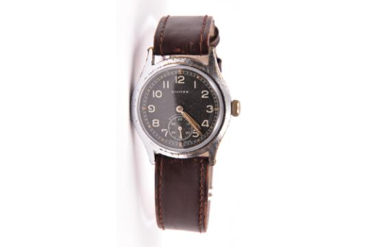 DH marked Civitas wristwatch. Serial D2735962H. Plated case, some wear and pitting to plating,