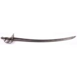 A European (German?) cavalry officer’s sword, c 1760-1780, broad slightly curved blade 34”