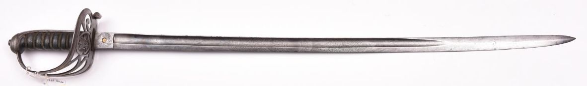 A Victorian 1827 pattern Rifle Regiment officer’s sword, fullered blade 32”, by Henry Wilkinson,