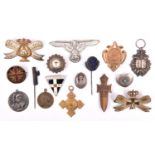 16 various Imperial German and Third Reich Civilian, Religious, etc brooches, badges and medallions,