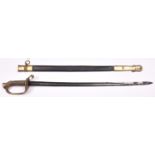 A 19th century American Naval officer’s sword, blade 28” etched with scrolls and oak leaves, anchor,