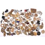 Over 2lbs weight of mostly military badges, British and overseas, including caps, collars, lapels,