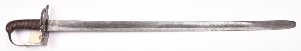 A 1796 pattern Heavy Cavalry trooper’s sword, blade 33” (slightly shortened, the tip rounded),