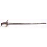 A 1796 pattern Heavy Cavalry trooper’s sword, blade 33” (slightly shortened, the tip rounded),