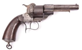 A French 6 shot 12mm Lefaucheux Model 1854 single action pinfire revolver, of the pattern adopted by