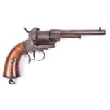 A Belgian 6 shot 12mm Lefaucheux Model 1854 single action pinfire revolver, number 168217, round