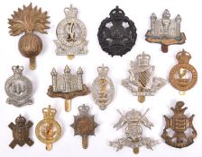 7 Territorial cap badges: Cinque Ports, 7/8th West Yorkshire, Jersey L.I., Cambridgeshire (x2 with
