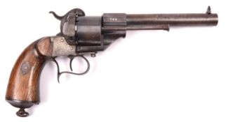 A French 6 shot 12mm Lefaucheux Model 1854 single action pinfire revolver, \and the Army as the
