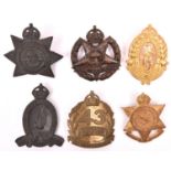 5 pre WWII Australian Infantry cap badges: 22nd, 32nd, 43rd, 47th (Wide Bay), and 57th, and 1948-