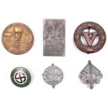 6 Third Reich small pin back badges: Hungarian Deutschen Volksbund enamelled; grey metal 10th