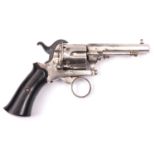 A Belgian 6 shot 7mm double action ring trigger pinfire revolver, c 1868, octagonal barrel 75mm,