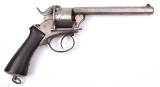 A Belgian 6 shot 12mm Comblain double action pinfire revolver, number 2253, c 1865, octagonal barrel