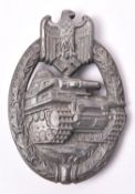 A Third Reich Panzer Assault badge, of grey metal with semi solid scooped out back and round wire