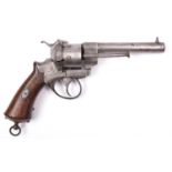 A French 6 shot 12mm Lefaucheux Model 1862 double action pinfire revolver, number 8391, round barrel