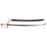 A late 18th century Infantry officer’s spadroon, broad SE blade 29½” with single narrow fuller,