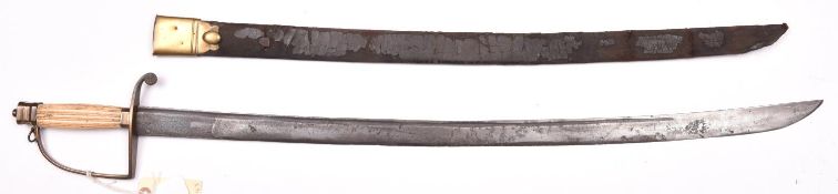 A late 18th century Infantry officer’s spadroon, broad SE blade 29½” with single narrow fuller,