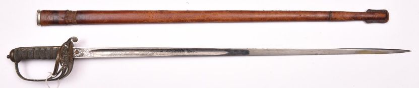 A Vic 1892 pattern Infantry officer’s sword to the Volunteer Medical Staff Corps, blade 32½”, by